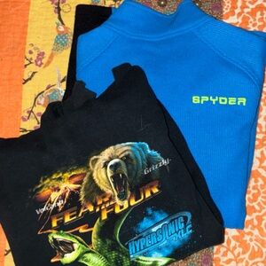 Spyder Blue Zip Up and Black Hoodie Sweatshirt BUNDLE